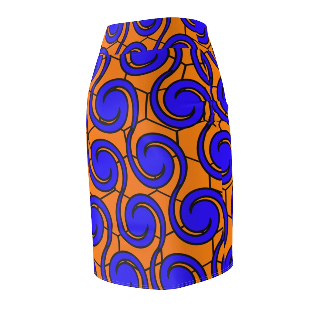 Women's Pencil Skirt Blue Honeycomb Bodycon Skirt