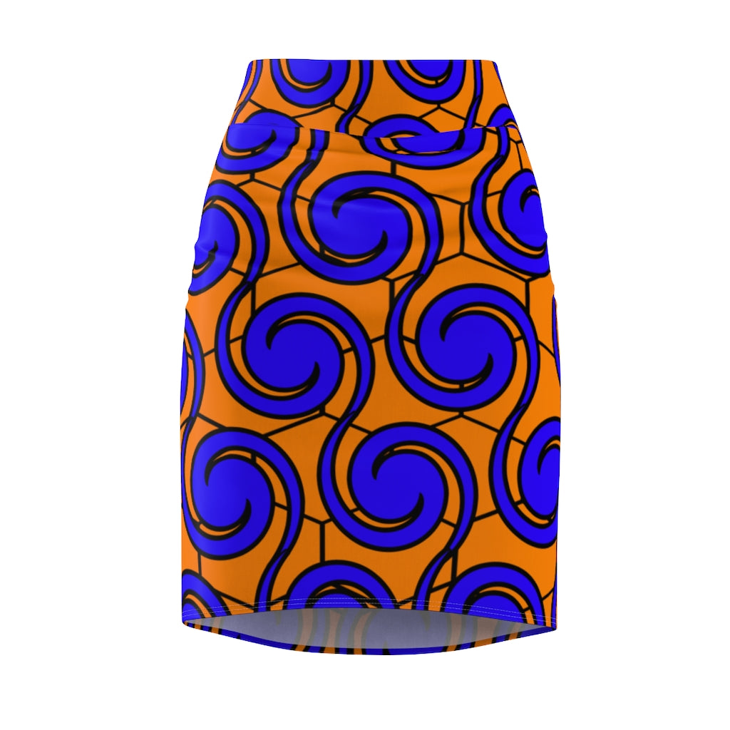 Women's Pencil Skirt Blue Honeycomb Bodycon Skirt