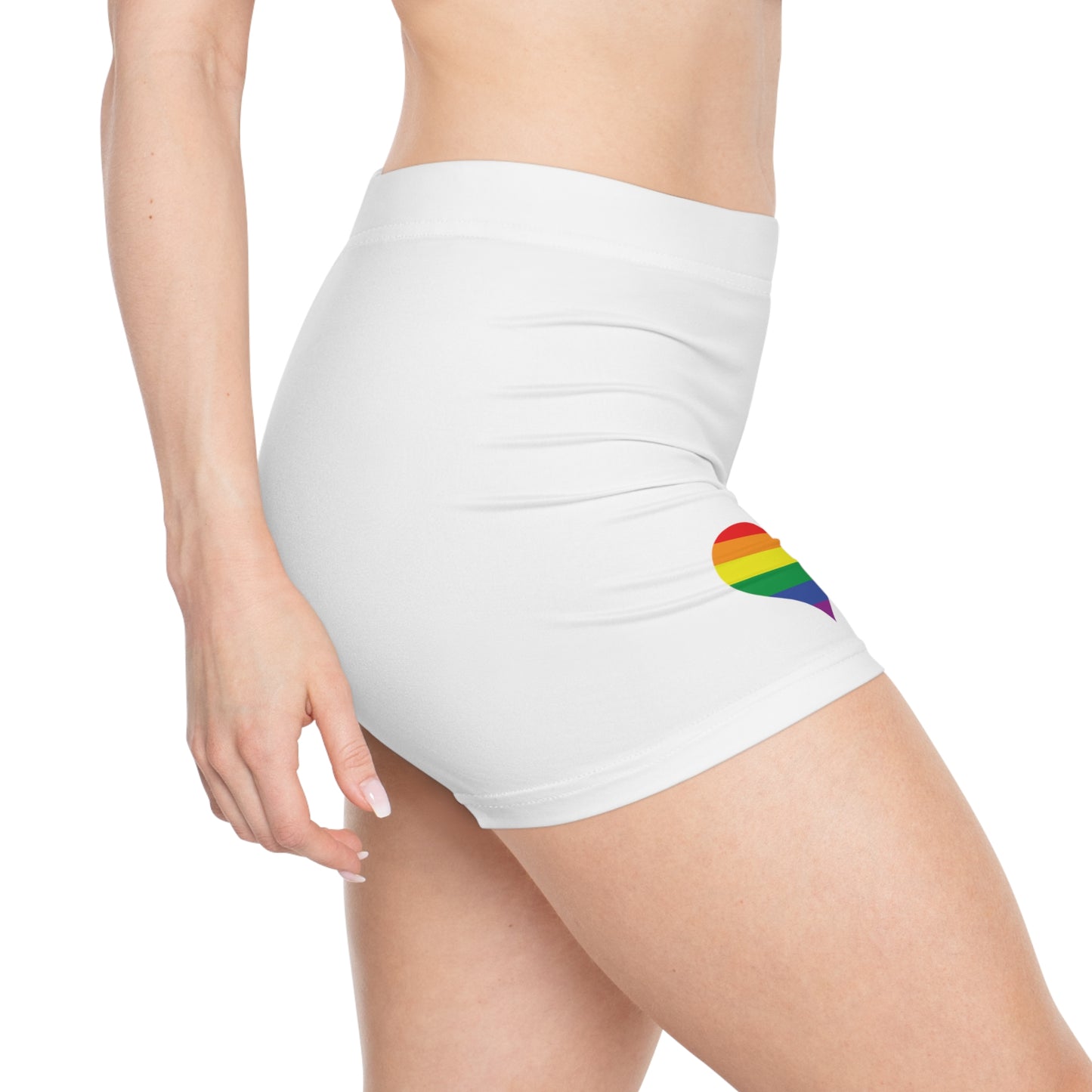 Lgbt White Shorts Rainbow Heart