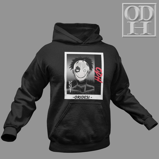Black horror anime hoodie iwth anime charater and japanese wirting by odhustle