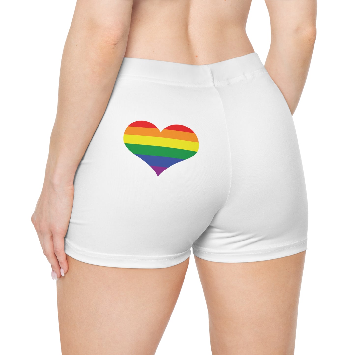 Lgbt White Shorts Rainbow Heart