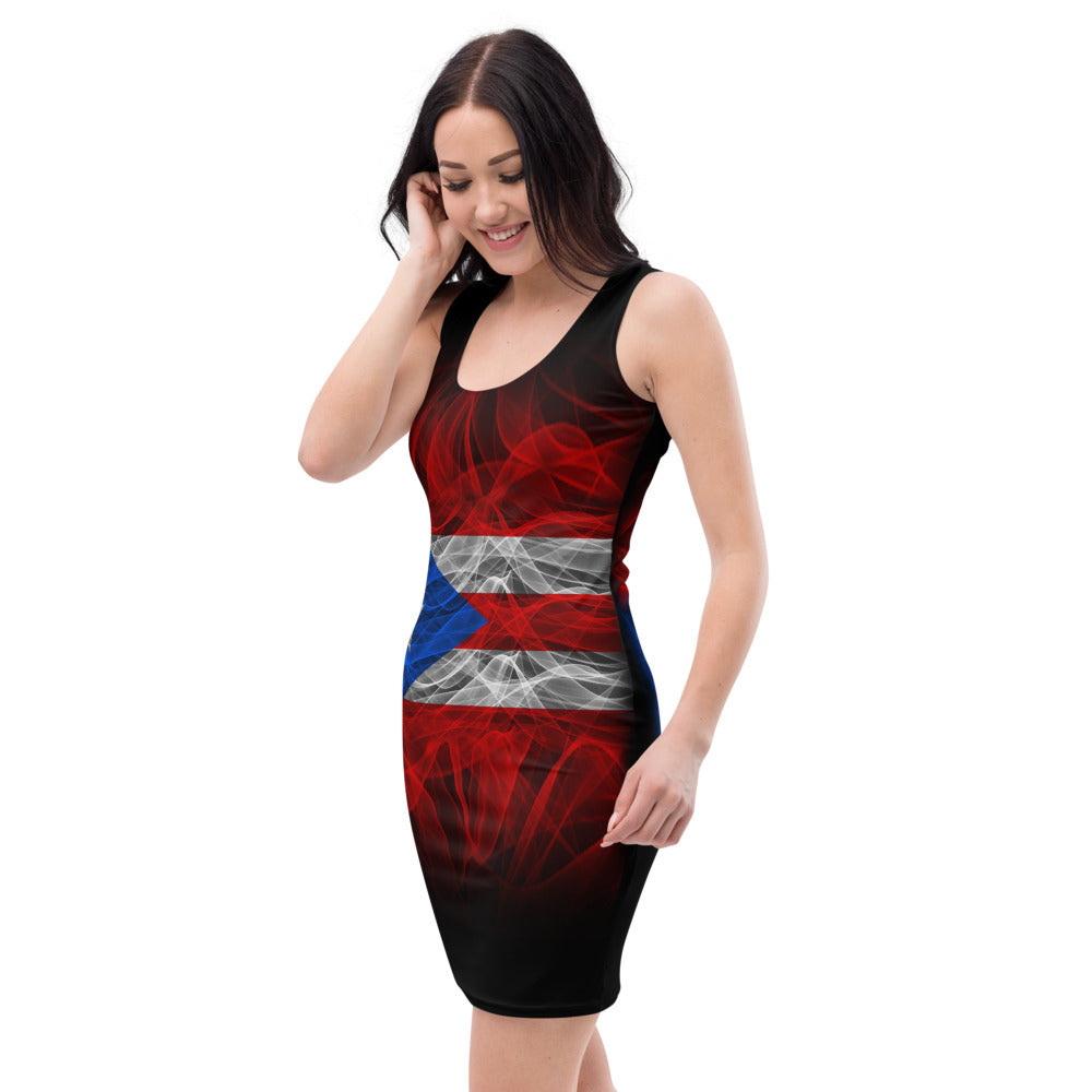 Boriqua Puerto Rican Flag Printed Bodycon Dress